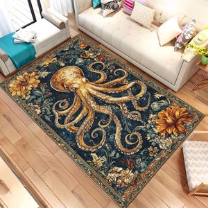Gothic Octopus Rug, Octopus Rug, Gothic Rug, Colorful Rug, Animal Rug, Area Rug, Popular Rug, Non Slip Rug, Soft Rug, Home Decor, Soft Rug