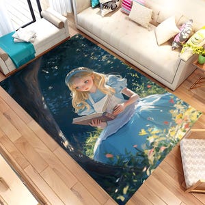 Alice In Wonderland Rug, Alice Rug, Alice Design Rug, Movie Room Decor, Book Rug, Home Decor, Area Rug, Popular Rug, Non Slip Rug, Soft Rug