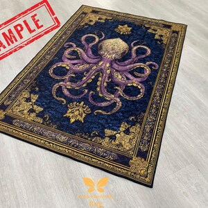 Vintage Octopus Teppich, Krakenteppich, Erstaunlicher Oktopusteppich, Tierteppich, Wohnzimmerteppich, Goth-Dekor, Dekorteppich, personalisiertes Geschenk, Bild 10