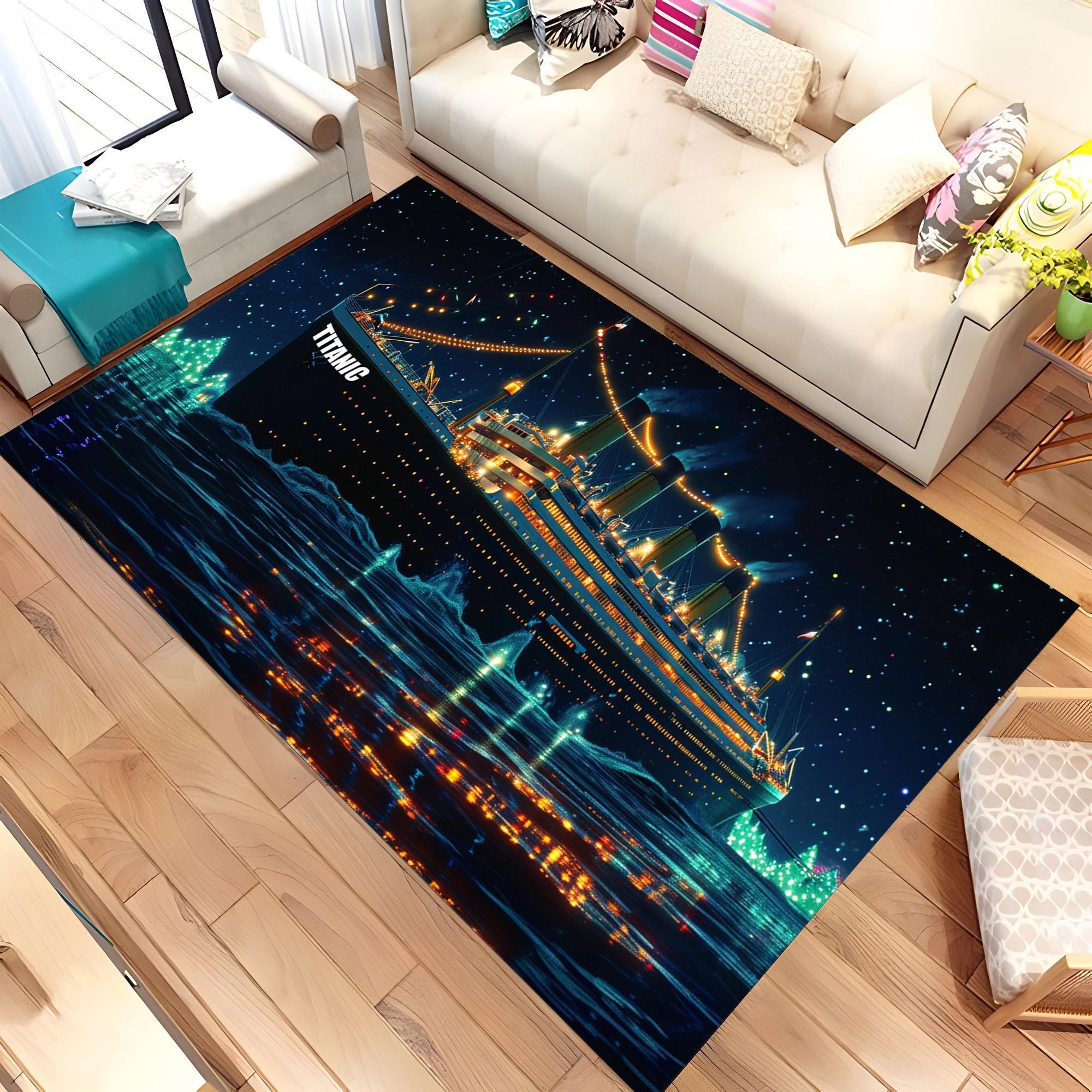 TITANIC　麻袋風　デザイン　クッション Titanic Rug, Titanic Design Rug, Popular Rug, Custom Rug, Movie