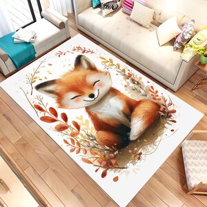 Teppich Fuchs, Teppich Fuchs, Teppich Fuchs, Handgemusterter Teppich, Handgeknüpfter Wollteppich, Designteppich, Designteppich, Geschenk für Sie