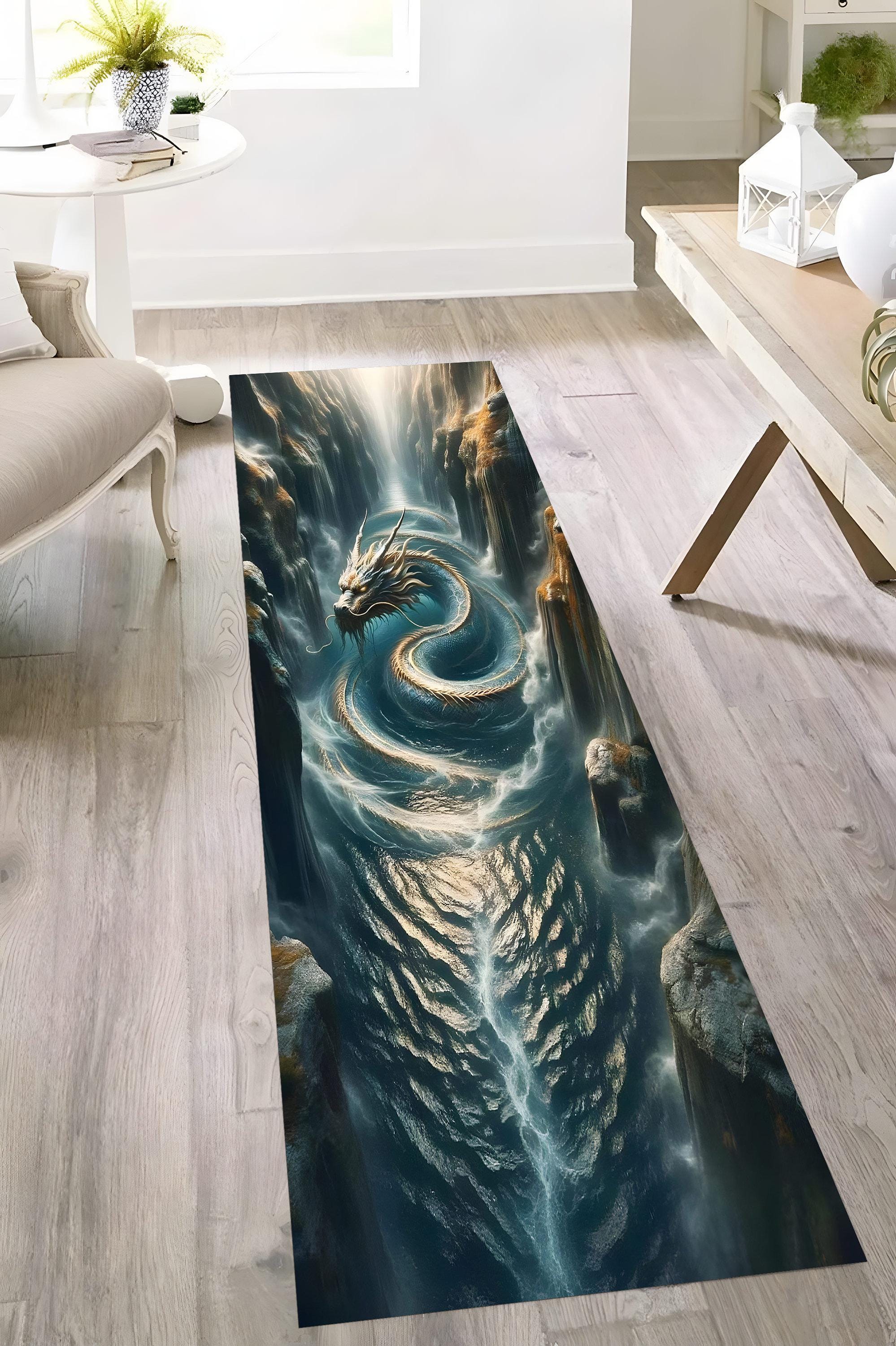 Dragon Rug, Mythological Rug, 3D Rug, Optical Illusion Rug, Gift Runner ...