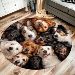 Dog Rug, Animal Rug, Pet Paw Rug, Dogs Design Rug, Cute Animal, Round Rug, Area Rug, Popular Rug, Non Slip Rug, Soft Rug, Cool Animals image 3