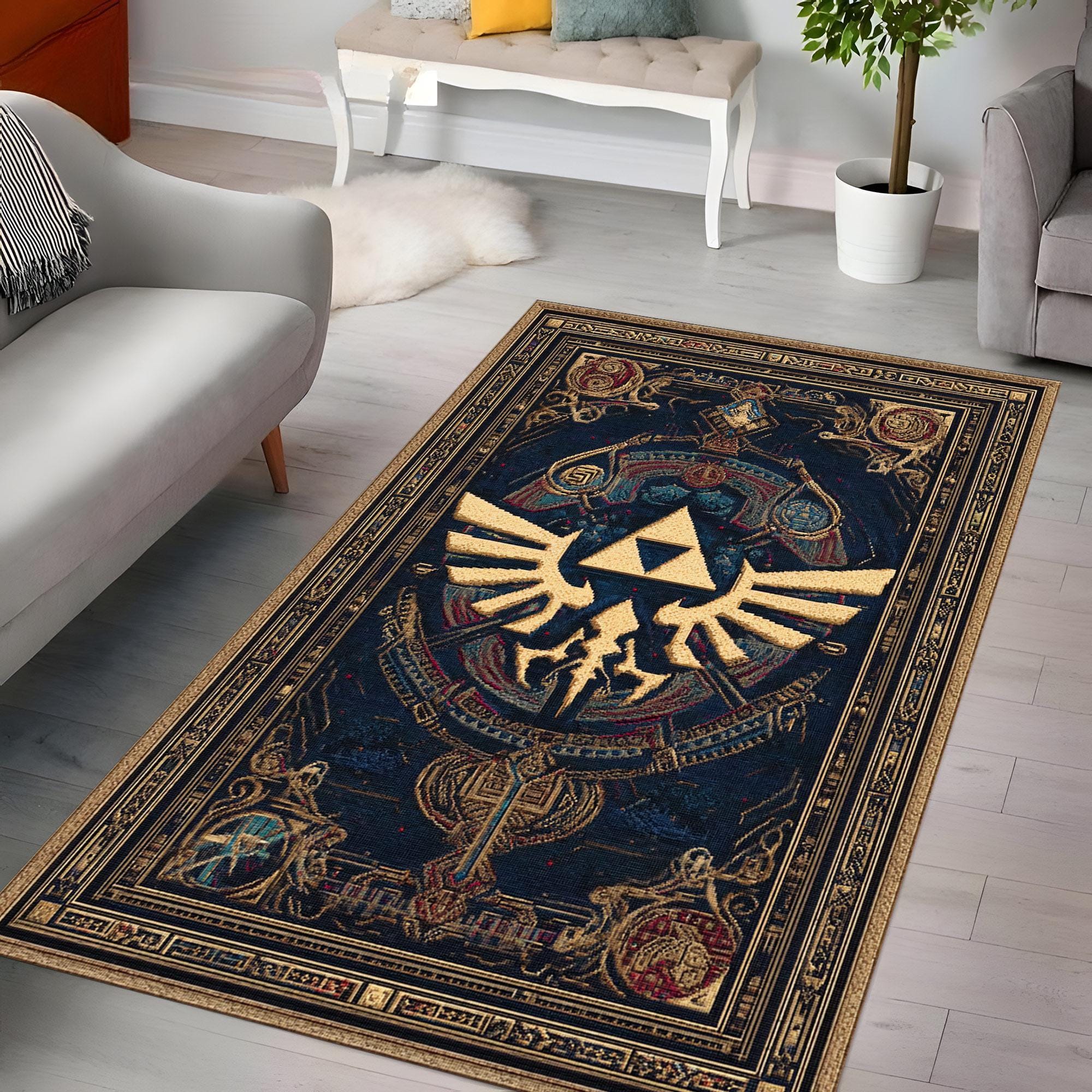 ゼルダの伝説 ラグマット Zelda Rug, the Legend of Zelda Rug, Game Room Rug, Zelda Patterned