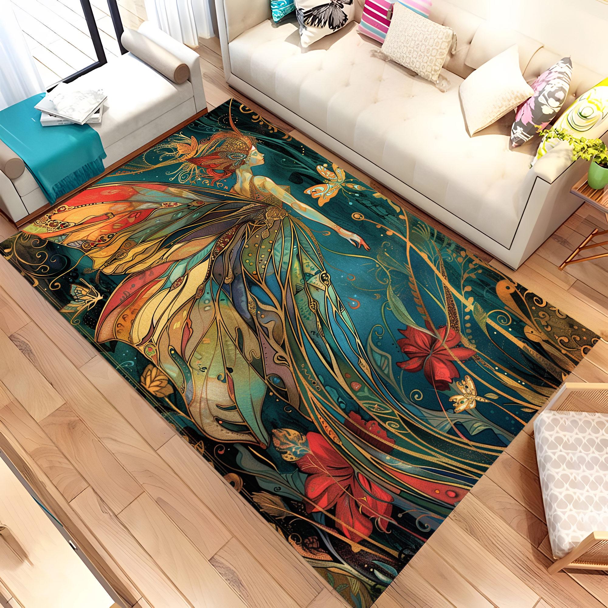 ラグ・カーペット Angele rug blanket Angel Rug, Colorful Rug, Flowers Rug, Colorful Flowers Rug, Living