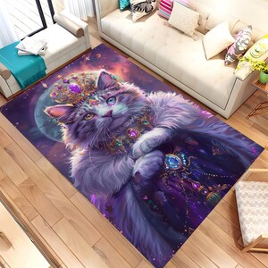 Katzenteppich, Tarot-Kartenteppich, Bunter Teppich, Katzendesign, Cooler Teppich, Wohnzimmerteppich, Geschenk für Sie, Dekoteppich, Cooler Teppich, Wohnkultur