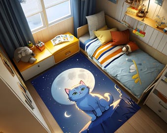 Cat Rug, Cat Lover Rug, Pet Rug, Kids Room Rug, Animal Rug, Living Room Rug, Gift For She, Decor Rug, Gift Rug, Cool Rug, Area Rug
