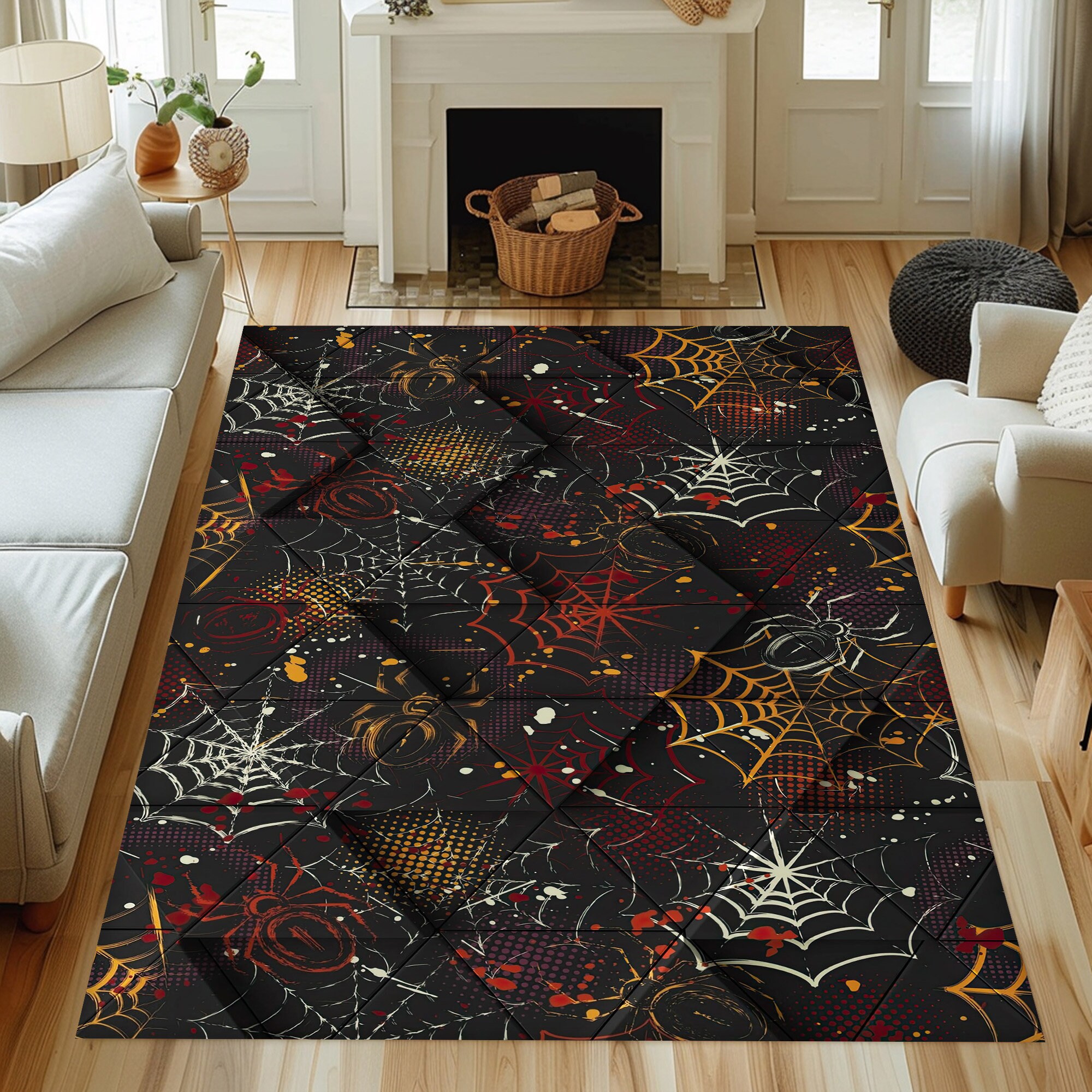 Spider Web Rug, Web Rug, Spider Design Rug, Colorful Rug, Spider Web ...