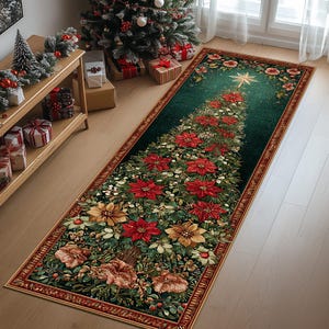 Christmas Runner, Christmas Rug, Christmas Area Rug, Christmas Carpet, Christmas Decoration Rug, Xmas Hallway Rug, Runner, Area Rug