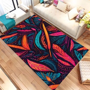 Leaf Rug, Modern Art Rug, Colorful Carpet, Colorful Leaf Carpet, Living Room Rug, Gift For She, Decor Rug, Gift Rug, Cool Rug, Area Rug