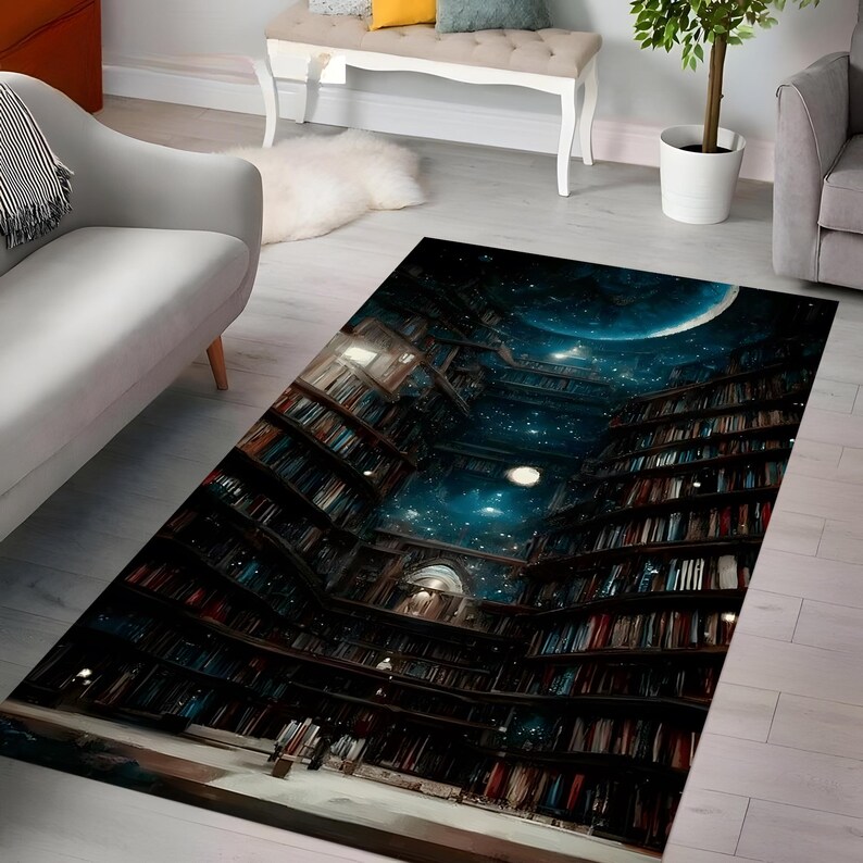 Personalized Fantasy Library Area Rug for Living Room, Bedroom ...