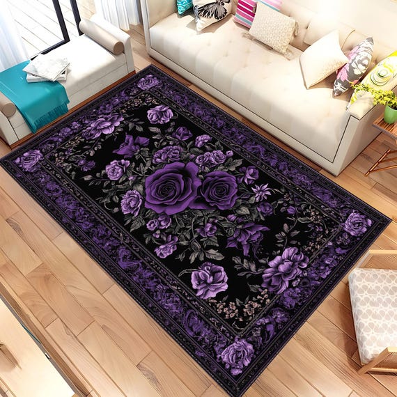 Rose Rug, Gothic Area Rug, Gothic Rug for Rose Decor, Gothic Rug
