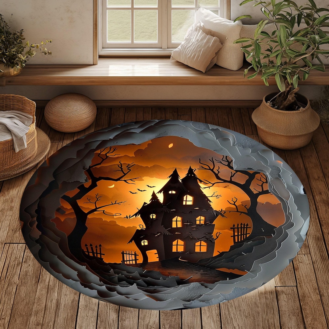 Halloween Rug, 3D Rug, 3D Illusion Rug, Castle Rug, Halloween Pattern ...