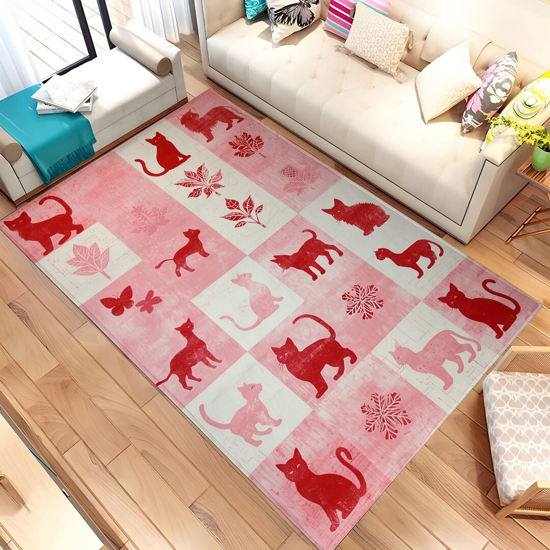 Libyan Cat Rug Cat Rug, Animal Rug, Cat Design Gift, Pet Rug, Cat Lovers Rug, Pet Paw ...