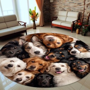 Dog Rug, Animal Rug, Pet Paw Rug, Dogs Design Rug, Cute Animal, Round Rug, Area Rug, Popular Rug, Non Slip Rug, Soft Rug, Cool Animals image 2