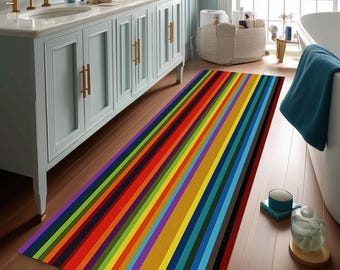 Bunt gestreifter Teppichläufer, Läufer, Teppichläufer, Läufer, Teppichläufer, Teppich Läufer, Teppichläufer, Teppich Läufer