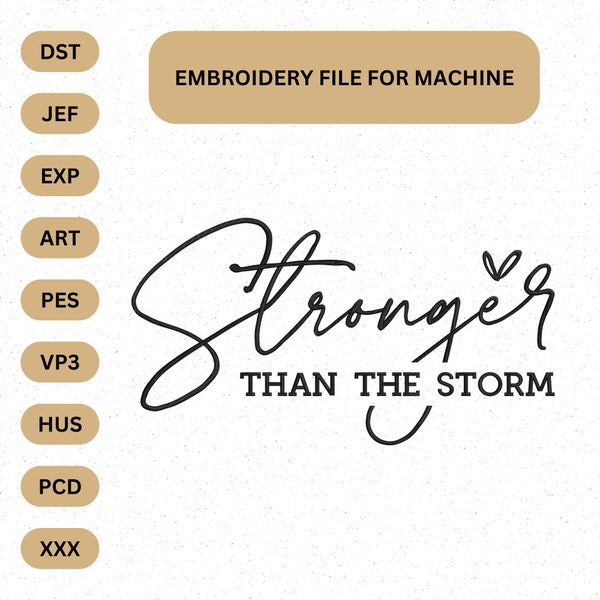 You Are Stronger Than The Storm  embroidery designs, positive quote embroidery pattern, Stronger machine embroidery designs, Positive daily