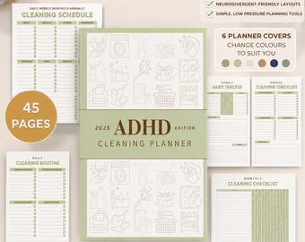 2026 Cleaning Planner: ADHD | Nuerodivergent Organizer 45-Page Printable & Editable (Digital Download)