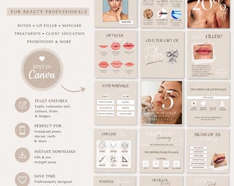 Botox & Lip Filler Instagram Templates | Aesthetics (Digital)