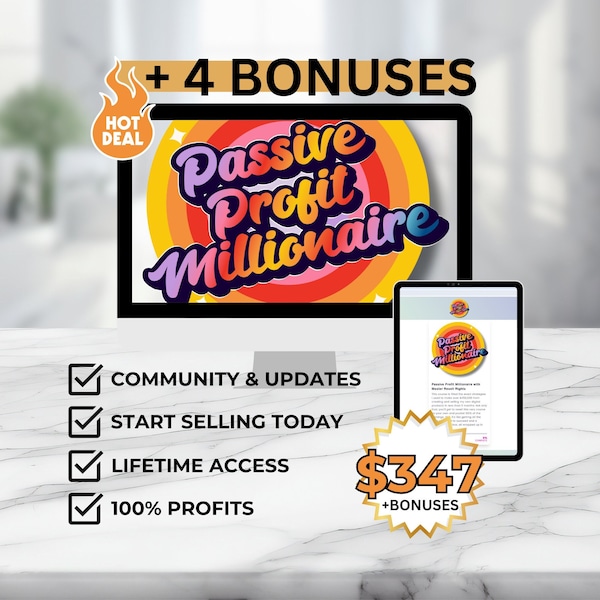 Passive Profit Millionaire Course | MRR Master Resell Rights For Passive Income 100% Profits | Digital Marketing Course Bundle