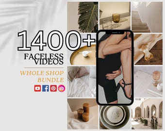 Faceless Videos Bundle 1400+, Done For You, Ästhetik, Social Media Reels, Erstellung von Inhalten, Faceless Digital Marketing, Canva Links