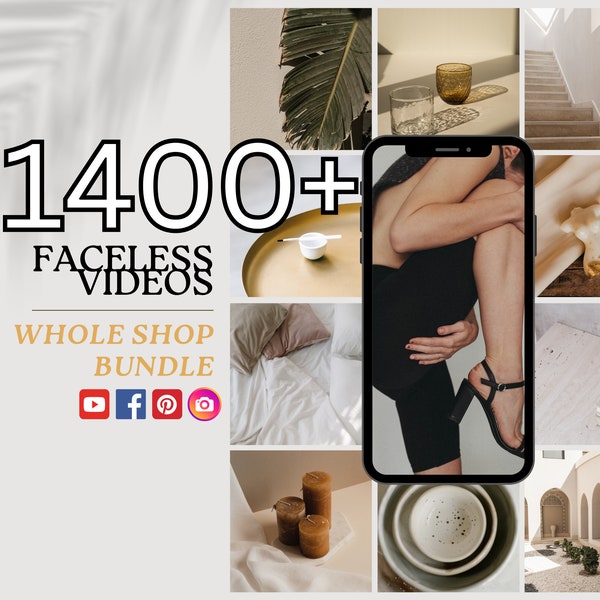 Faceless Videos Bundle 1400+, Done For You, Ästhetik, Social Media Reels, Erstellung von Inhalten, Faceless Digital Marketing, Canva Links