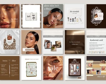 Skincare Canva Templates | Aesthetics Instagram Templates | 40 Social Media Posts for Estheticians & Beauty Clinics