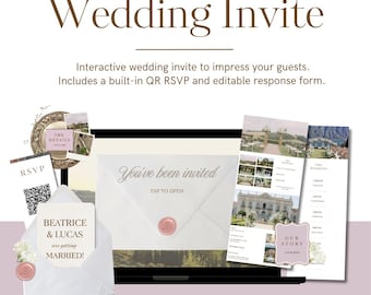 Luxury Wedding Website Template | Editable Canva Invite | Destination Wedding RSVP | Mobile Wedding Invitation (Digital Download)