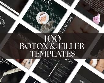 100 Aesthetics Templates | Botox & Filler, Luxury, Social Media, Instagram Posts, Brand Your Business, Professional, Black And White