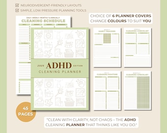 2026 ADHD Cleaning Planner: 45-Page Printable & Editable Organizer (Digital Download)