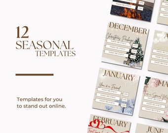 12 Seasonal Aesthetics Digital Templates | Aesthetics, Instagram Posts, Promotional Material, Offers, Business branding, Special Deals