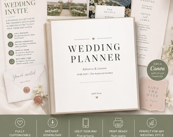 Wedding Planner Canva Template | Digital Wedding Binder | Editable Wedding Organizer | Printable PDF | Instant Download