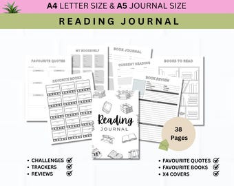 2026 Printable Reading Journal – A4/A5 Editable Book Tracker (38 Pages)