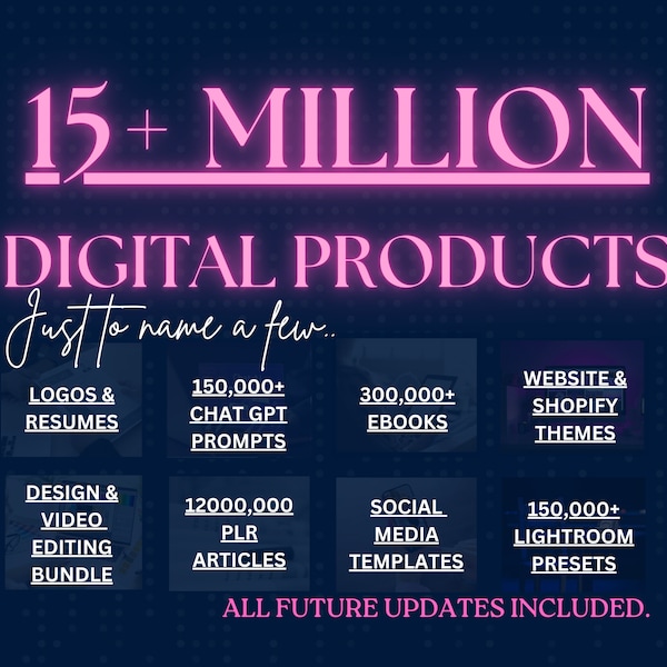 Digital Products 15M+, Sell And Earn Passive Income, Done-For-You Bundle, Master Resell Rights / Private Label Rights (MRR & PLR)