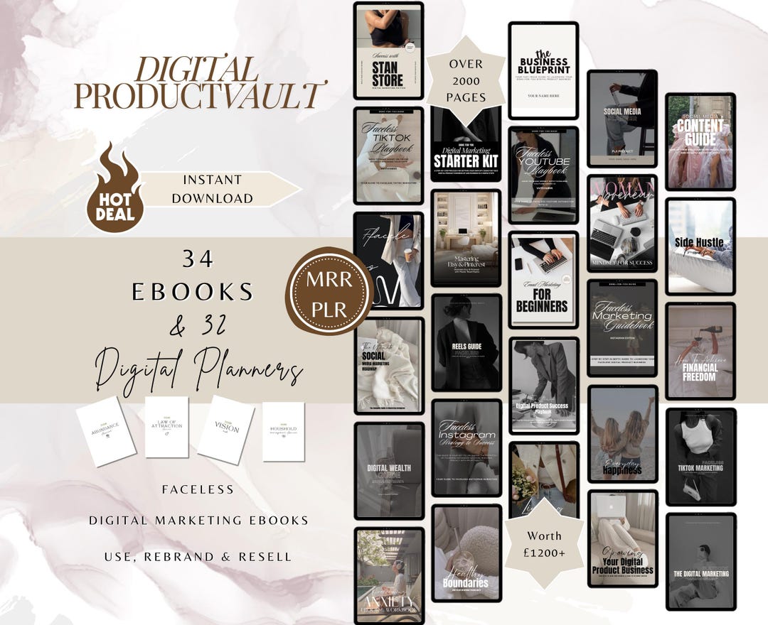 Digital Marketing Ebooks Bundle: 34 Done-for-you Guides (MRR & PLR) - Etsy