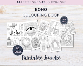 Boho colouring book bundle | 50 Pages | A4 & A5 Printable (Digital Download)