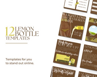 Plantillas de botellas de limón / Branding en redes sociales, Pérdida de peso (12 publicaciones)