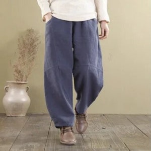 Unisex Boho Wide Leg Pants Beach Outdoor Linen Trouser Streetwear Outfit image 4