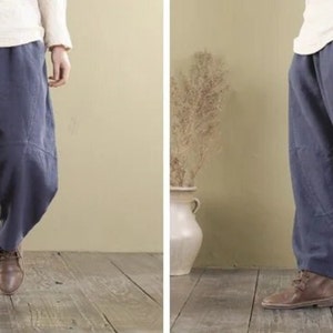 Unisex Boho Wide Leg Pants Beach Outdoor Linen Trouser Streetwear Outfit image 9