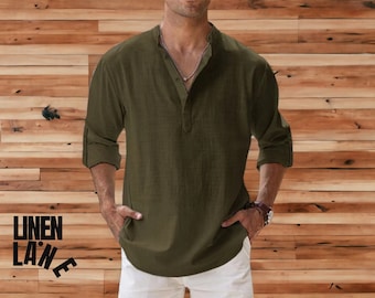 Men's Cotton Linen | Fashionable Polo Shirt | Comfortable Long Sleeves