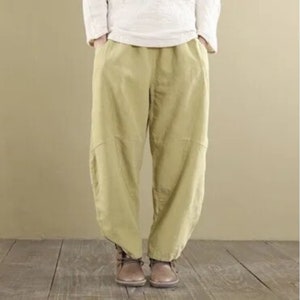 Unisex Boho Wide Leg Pants Beach Outdoor Linen Trouser Streetwear Outfit image 2