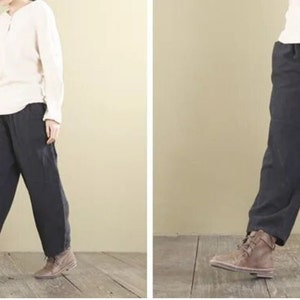 Unisex Boho Wide Leg Pants Beach Outdoor Linen Trouser Streetwear Outfit image 7