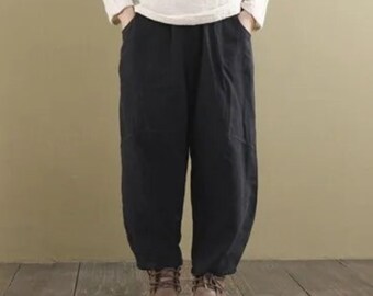 Unisex Boho Wide Leg Pants | Beach Outdoor Linen Trouser | Streetwear Outfit