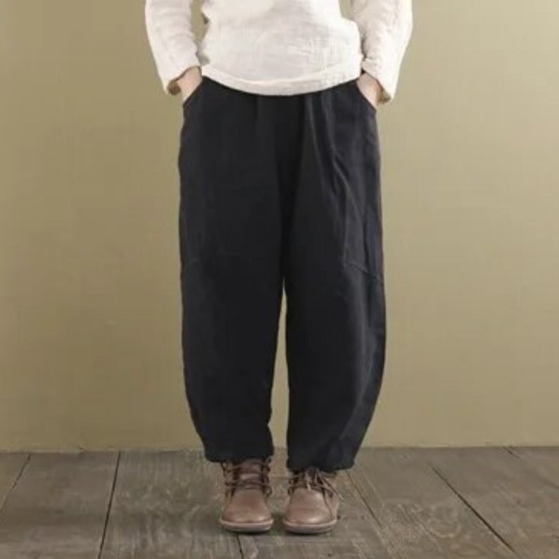 Unisex Boho Wide Leg Pants Beach Outdoor Linen Trouser Streetwear Outfit image 1