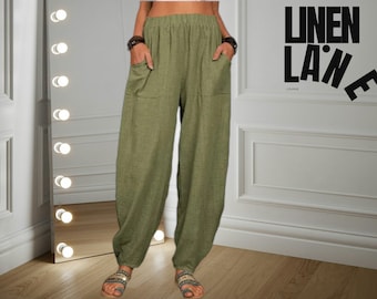 Wide Leg Pants | Cotton Linen Trousers | Comfortable Streetwear Outfit