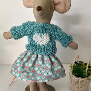 Hand knitted Heart design jumper for Maileg mouse - big sister or big brother - various colours