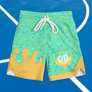 Ice Cream Drip Shorts, Youth Drip Baseball Shorts, Custom Jersey Shorts, Ice Cream Drip Shorts Youth, Toddler Shorts Boy, Baby Jersey Shorts