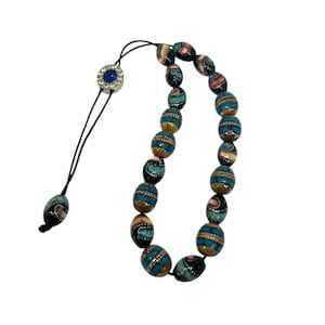 Handmade Greek Komboloi/Worry Beads with Black Coral and Silver 925 (SCO0214)