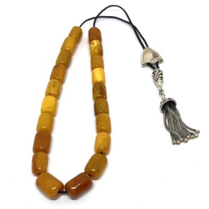 Handmade Greek Komboloi/Worry Beads with Amber and Silver 925 (SCO0094)
