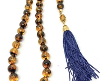 Handmade Greek Komboloi/Worry Beads with Amber and 14k gold (SCO0004)